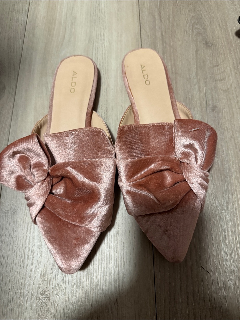 ALDO Rose Pink Velvet Knot Mules